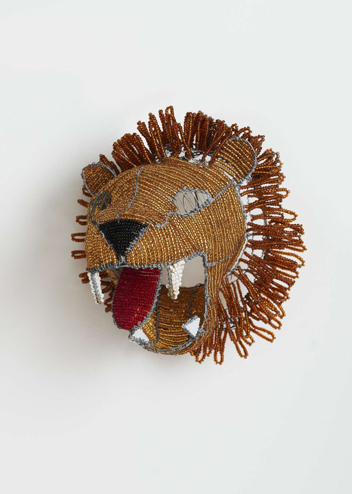 This is a shop, mask, lion, unique, interior, africa, beads, wall, handmade